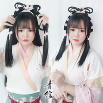 (Qing Wan) 83 version of Weng Meiling Huang Rong hair hoop wigs one ancient style Hanfu novice hand disabled party hair bun can be fixed