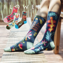 Spring New Products Jacquard women Sox Flowers Cotton Individuality In Silo Socks Fashion Oil Painting Pile Socks 1