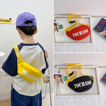 Boy messenger bag Korean version 2021 children chest bag fanny pack Trendy cool male baby letter simple child shoulder bag