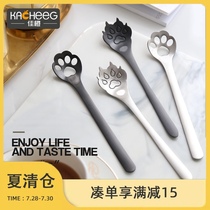 Meow ~ cat claw spoon 304 stainless steel creative spoon Japanese shaking sound cute net red dessert flower coffee mixing spoon