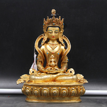 Nepal pure bronze Buddha statue longevity Buddha statue red copper gilt home for Buddha statue tantric instruments ornaments 7 inches