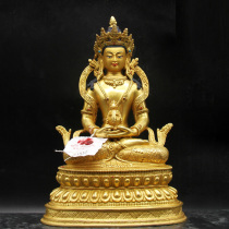 Tibetan Buddhism longevity Buddha statue Nepal boutique copper gilt carved tantric Buddhism offering home furnishings 7 inches