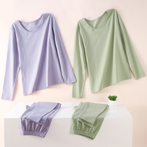 Autumn clothes and long pants ladies autumn and winter thin cotton lycra girls round neck large size long sleeve base thermal underwear set