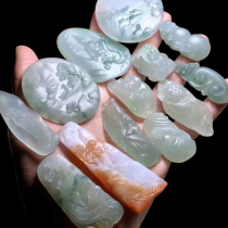 Myanmar natural jade raw stone live Jade wool ice seed old pit bracelet material Violet green Taobao live