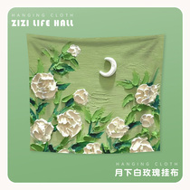 Oil painting roses hanging cloth in background cloth superior feeling and downwall of student dorm large transformation tapestry