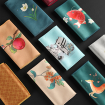 Ancient style National tide painted absorbent tea towel Deerskin velvet tea cloth Tea table rag raising pot towel Kung Fu tea Tao accessories Chinese style