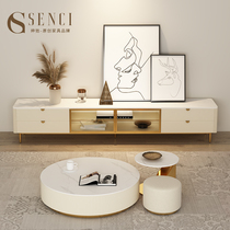 2021 New Rock board Net red TV cabinet post modern simple light luxury style tea table combination fashion high-end floor cabinet