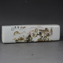 Antique antique collection Jingdezhen antique porcelain beautiful mountains and rivers rectangular papermaking articles