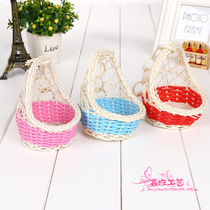 Home life creative small pendulum small basket cartoon small ornament rattan weaving portable diy flower basket