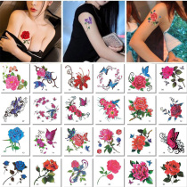 52 tattoo stickers sexy simulation rose flower butterfly lasting waterproof ins wind semi-permanent chest male
