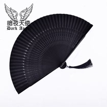 Fan folding fan paper ancient style Chinese style lace small black all bamboo bone fan female summer portable jk folding bungee
