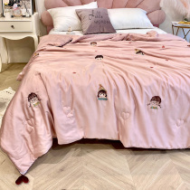 Summer cool quilted by air conditioning Heather Summer Single Double Ice Silk Thin Quilt Washable Children Student Dormitory Thin