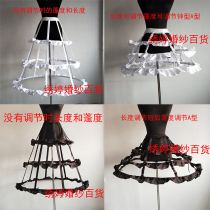Long birdcage skirt lolita pretend fish bone adjustment bell type A-type front short back long black and white lotus leaf skirt