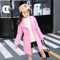 Girls autumn thick coat 2021 new foreign style children autumn winter girls cotton long waist windbreaker