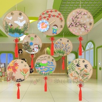 Kindergarten Huanchuang layout Twenty-four solar terms hanging wood pastoral style decoration Corridor wall wall decoration Hanging decoration
