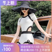 South Korea ins thin belly sexy self-cultivation resort hot spring conservative one-piece swimsuit female summer gathering new swimsuit