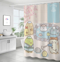 Japanese cartoon cute animal bathroom shower curtain door curtain thickened polyester waterproof mildew curtain door curtain partition curtain