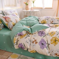 Spring and autumn cotton bed four-piece set 1 8m bed cotton ins Wind 100 sheets quilt cover net red dormitory three-piece set