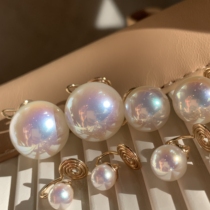 Small bulb ~ bi into the powder glare artificial akoya imitation pearl silicone mosquito coil ear clip earring without earhole
