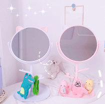Dormitory desktop vanity mirror bedroom rotatable desktop cosmetic mirror Princess Mirror round mirror jewelry organizable mirror