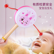 Newborn baby toy 3 rattle 6-12 months baby hand drum 0-1 year old boy girl can chew wood