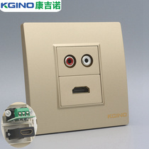 Champagne HDMI HD red and white audio Lotus socket no solder screw pressure wire 86 type wall socket panel