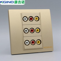 Champagne 86 RCA color difference audio socket gold 3 solderless AV red yellow white three lotus audio and video wall plug