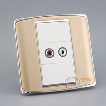 Champagne 86 type switch socket panel double hole Lotus audio combination socket panel no welding AV socket