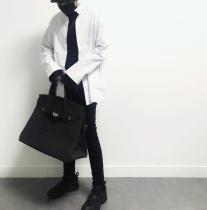 FTMSTUDIO DESIGNER BLACK LARGE CAPACITY CANVAS HANDBAG SATCHEL NON READYMADE MALE AND FEMALE