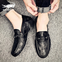 Crocodile bean-bean shoes Mens shoes Summer breathable 2022 New Foot Pedal Casual Leather Shoes Mens Shoes Mens Shoes