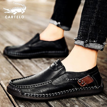 Crocodile men's shoes 2022 winter new casual bean tide shoes British leather work business dress shoes men