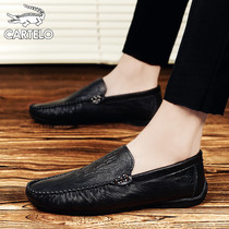 Crocodile men's shoes 2021 autumn and winter new bean tide shoes casual spring British business dress real leather shoes men