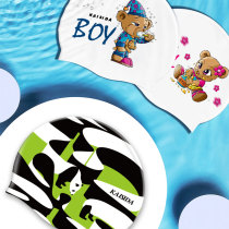 Childrens swimming cap Mens and womens children waterproof silicone does not pull the head of the big ear professional cute swimming cap goggle set