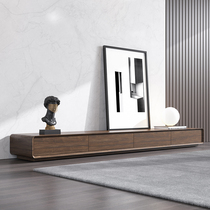 Nordic Walnuts Wood Minimalist Modern TV Cabinet Tea Table Combined Light Lavish Living-room Small Family Type Wall Cabinet Ground Cabinet