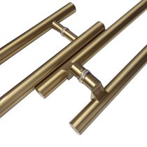 Glass door handle Golden brushed round tube Yellow titanium stainless steel aluminum alloy frame KTV wooden door armrest large handle