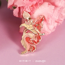 Koi Good Luck Brast Needle Original Design Gold List Top One Election of Qui Nightlight Metal Badge Pin Graduate Gift