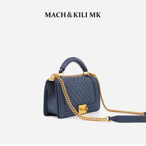 MACH & KILI MK cowhide diamond chain bag women's 2021 new haze blue pet back messenger bag