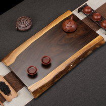 Solid wood tea tray home whole piece ebony tea tray sea drainage kung fu tea set art natural edged log tea table