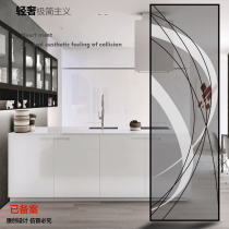 Black and white light luxury minimalist carving art glass partition Bedroom screen entrance decoration living room fashion modern simplicity