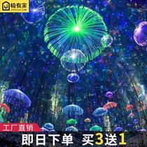 Jellyfish fiber light music Restaurant Bar corridor creative personality colorful color changing decoration small chandelier Net red light