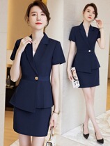 Professional suit women summer beauty salon suit worksuit manager dress Short sleeve suit suit dress
