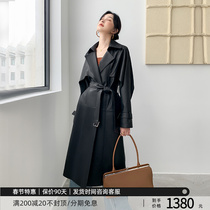 KC family 2023 spring dress new medium - long - range sheep fur coat female leather coat bat sleeve coat
