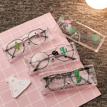 Creative cute hipster glasses storage box portable plastic transparent light myopia glasses case female students