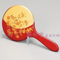  :Japan imported exquisite lacquerware handmade gold foil half-moon hand mirror Japanese makeup mirror
