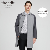 SELECTED Slade new with wool plaid color color long windbreaker jacket jacket men EDIT)4201OM533