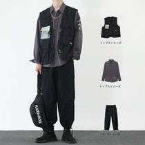Tovest vest mens Japanese tide card function wind multi-pocket sleeveless shoulder tactical horse jacket spring and autumn suit