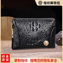 Handbags Male leather upscale Fingerprint Lock Hand Grab Bag Luxury Crocodile Print Wallet password Business hand grabbing bag