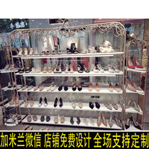 Shoe store shoe rack display rack Clothing store shop shoe rack shelf bag rack Floor-to-ceiling shoe rack Golden shoe rack window