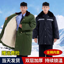 Winter green army cotton coat thickened men security coat northeast cold cotton cotton long cold storage