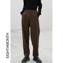 EIGHTHMONTH pants women autumn and winter 2021 New High Waist Straight suit pants Curry drape casual pants